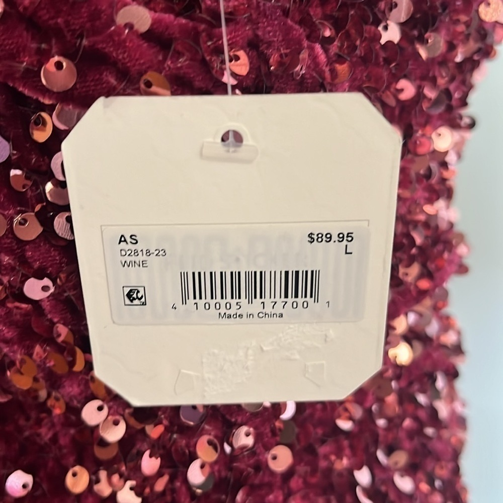 NWT Altar’d State short sleeve purple/ wine dress sequin size large new Candice - Picture 5 of 5